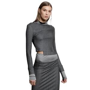 Twenty Montreal Roslyn Plated Rib Ribbed Turtleneck Top Size Small